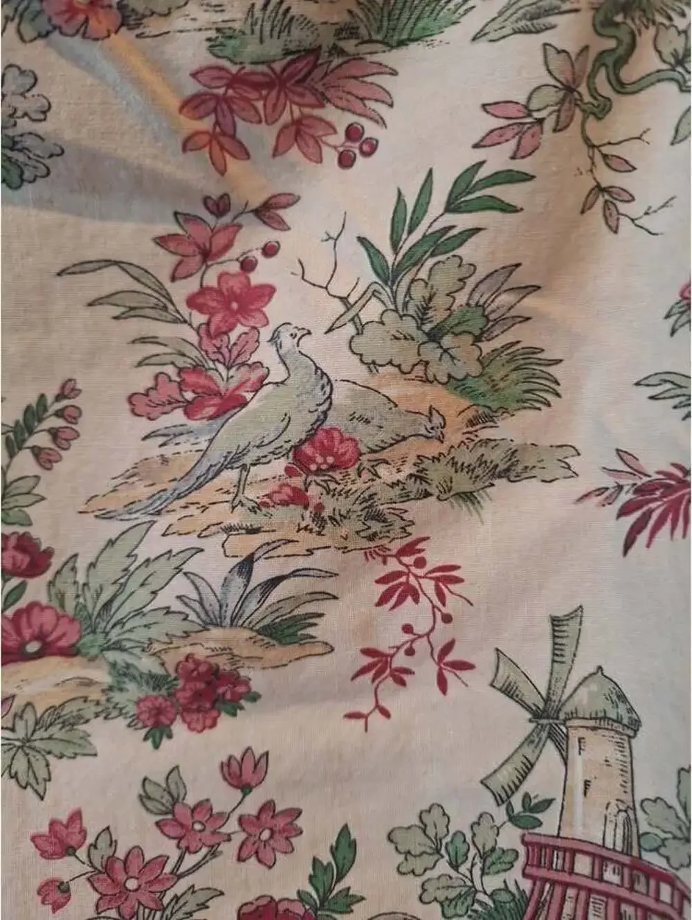 Quilt pillow sham, hand made, French toile, cotton, 17